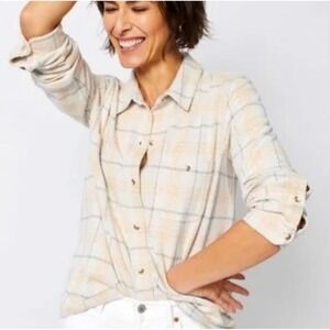 Faherty Legend Sweater Button Down Shirt Top in Narragansett Plaid - XSmall